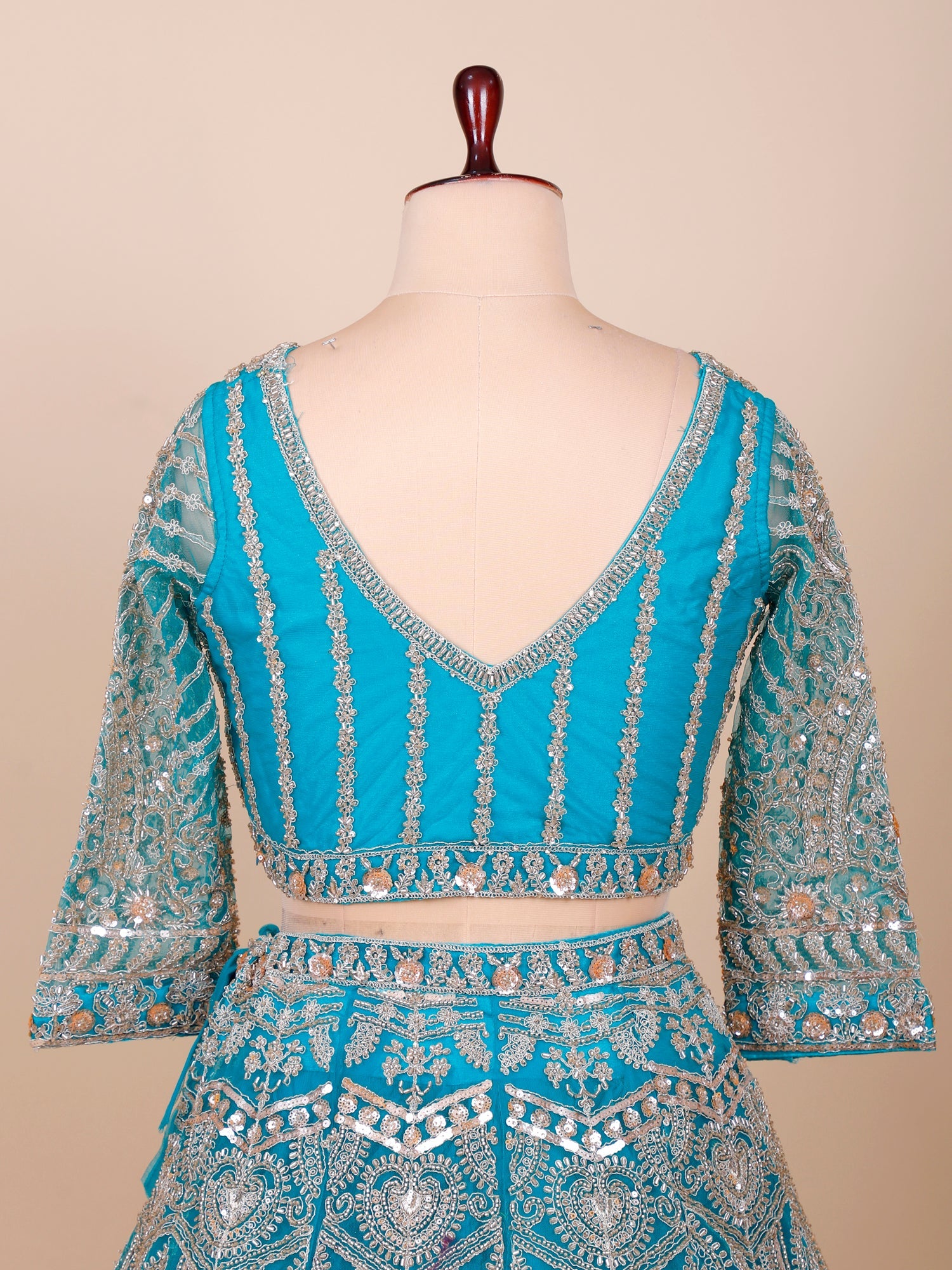 Blue Sapphire Thread Embroidery Lehenga with Sequence