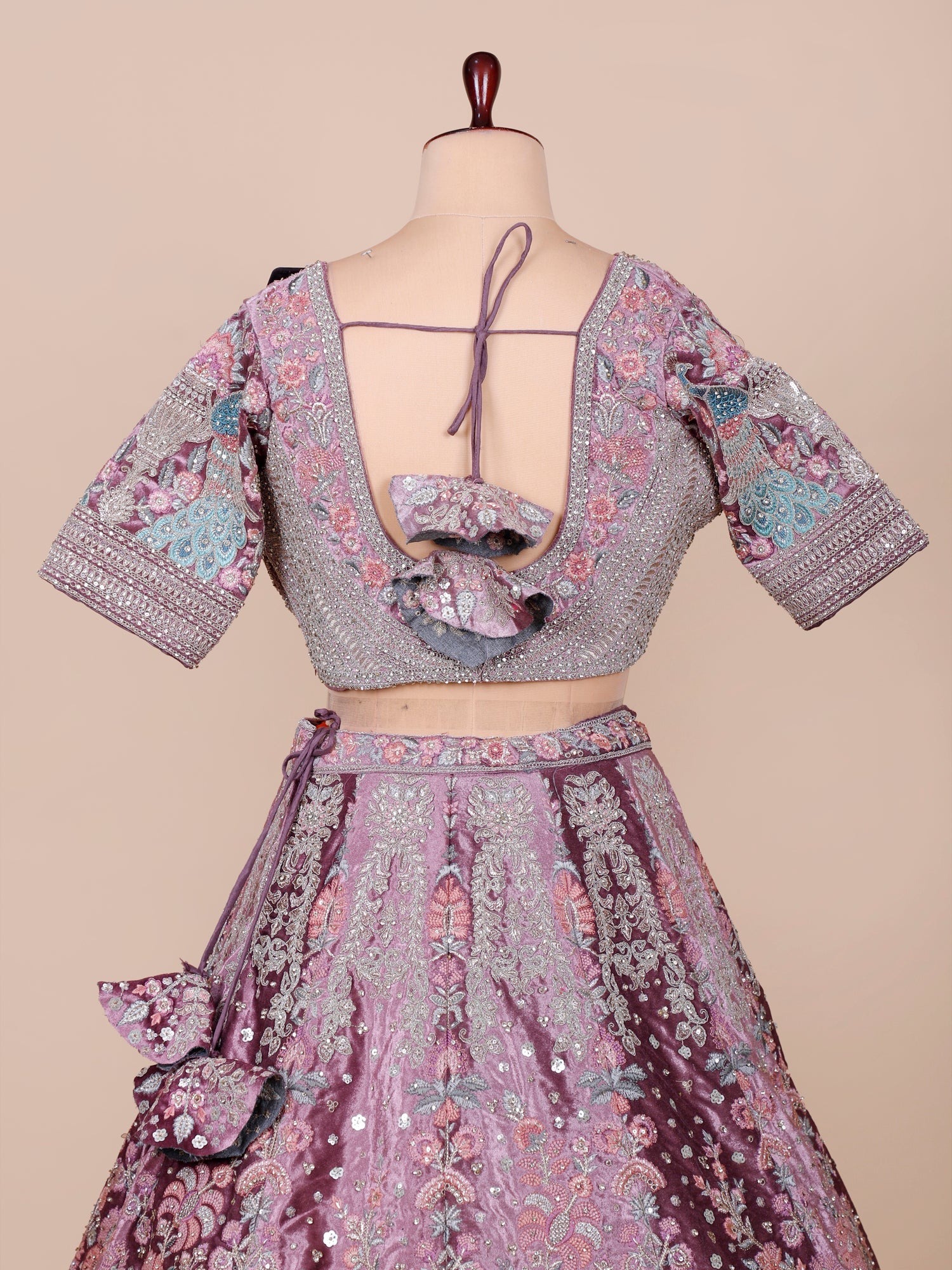 Twilight Velvet Multi-Thread Embroidered Lehenga with Jarkan