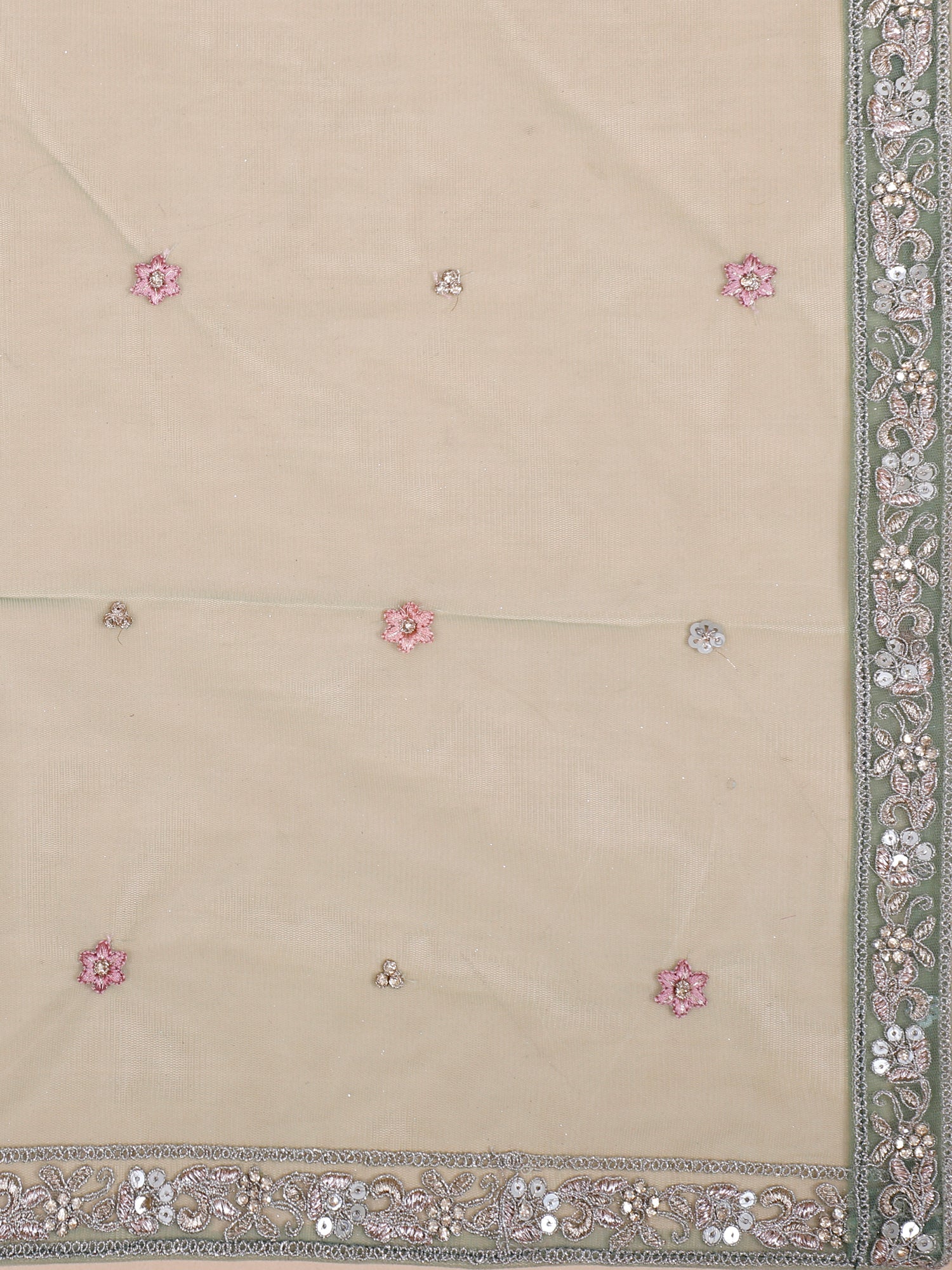 Sage Green Multi-Thread Velvet Lehenga with Jarkan Work