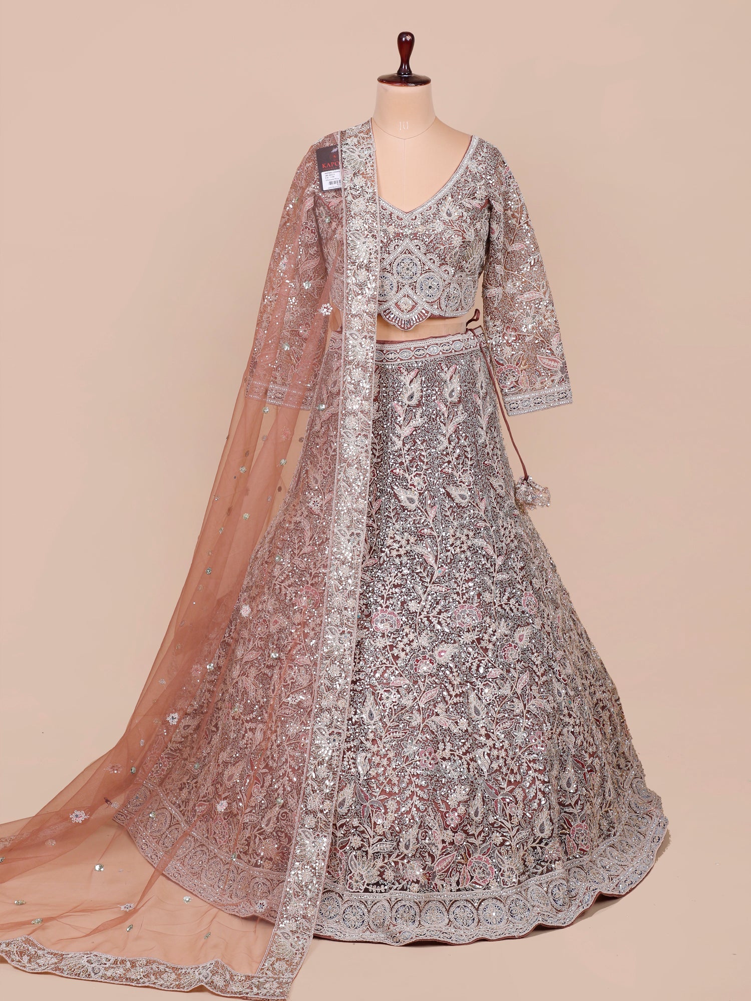 Peach Blush Dynasty Hand-Embellished Designer Lehenga