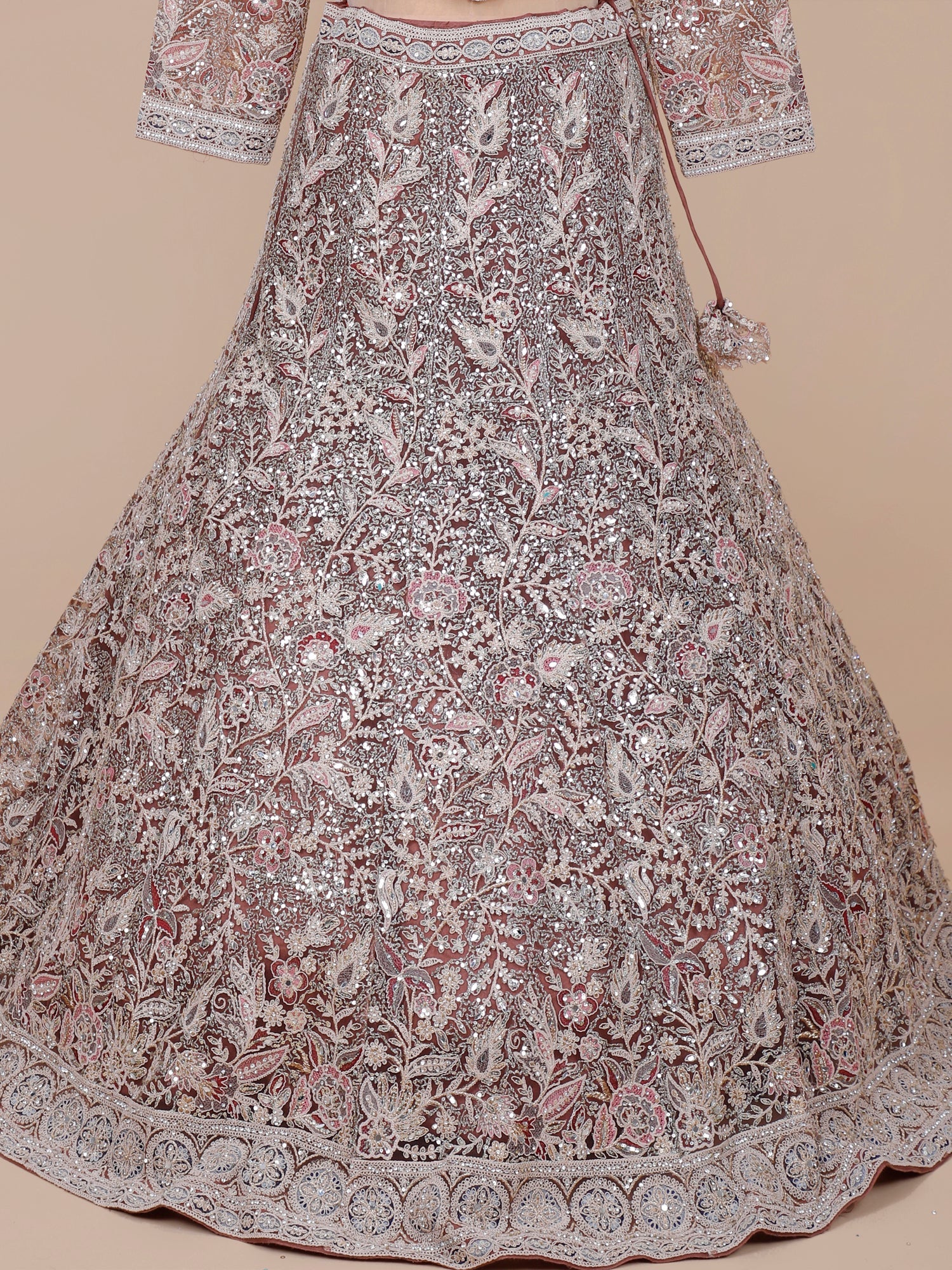 Peach Blush Dynasty Hand-Embellished Designer Lehenga