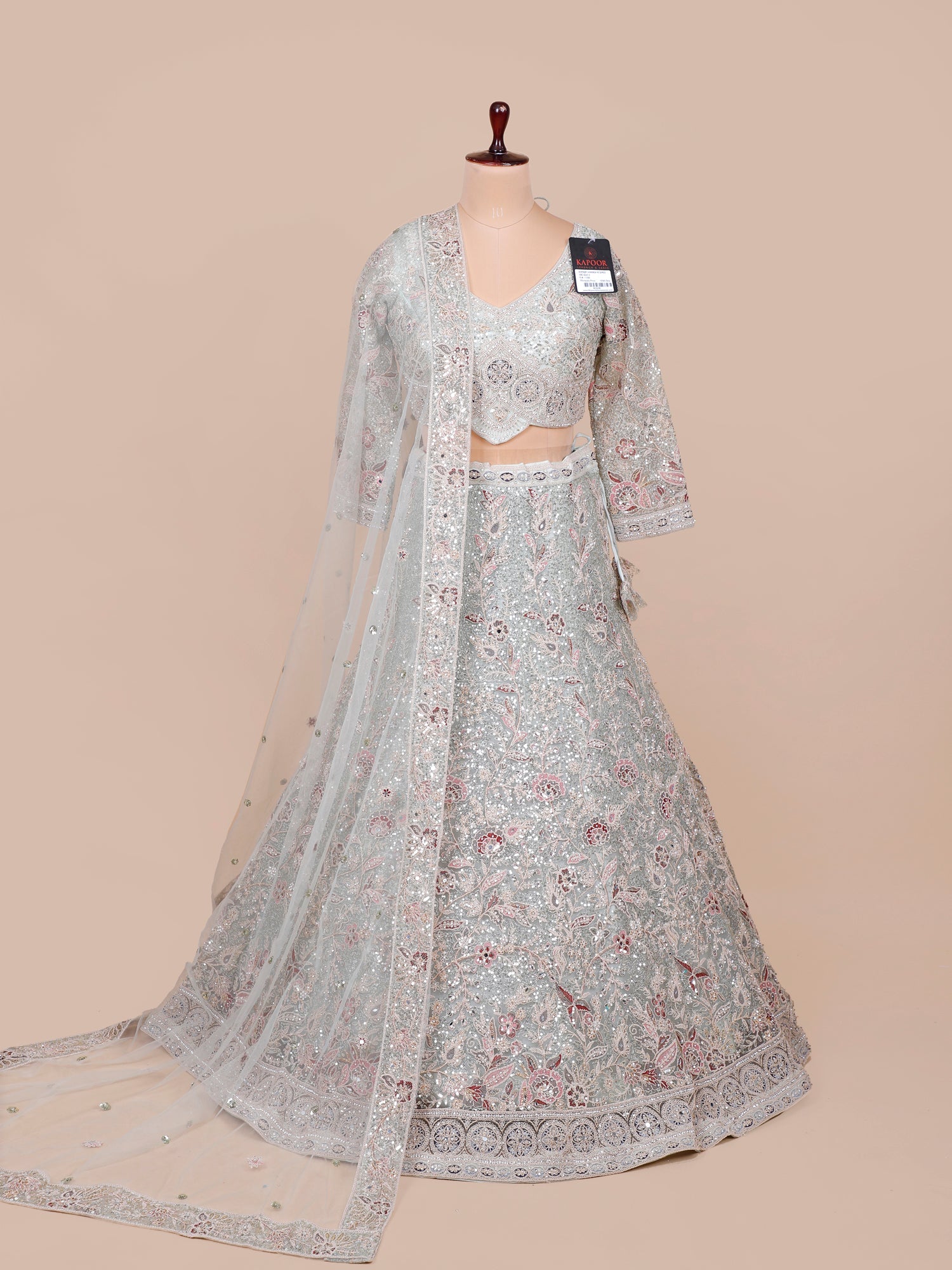 Imperial Silver Legacy Jarkan Crystal Bridal Couture Lehenga