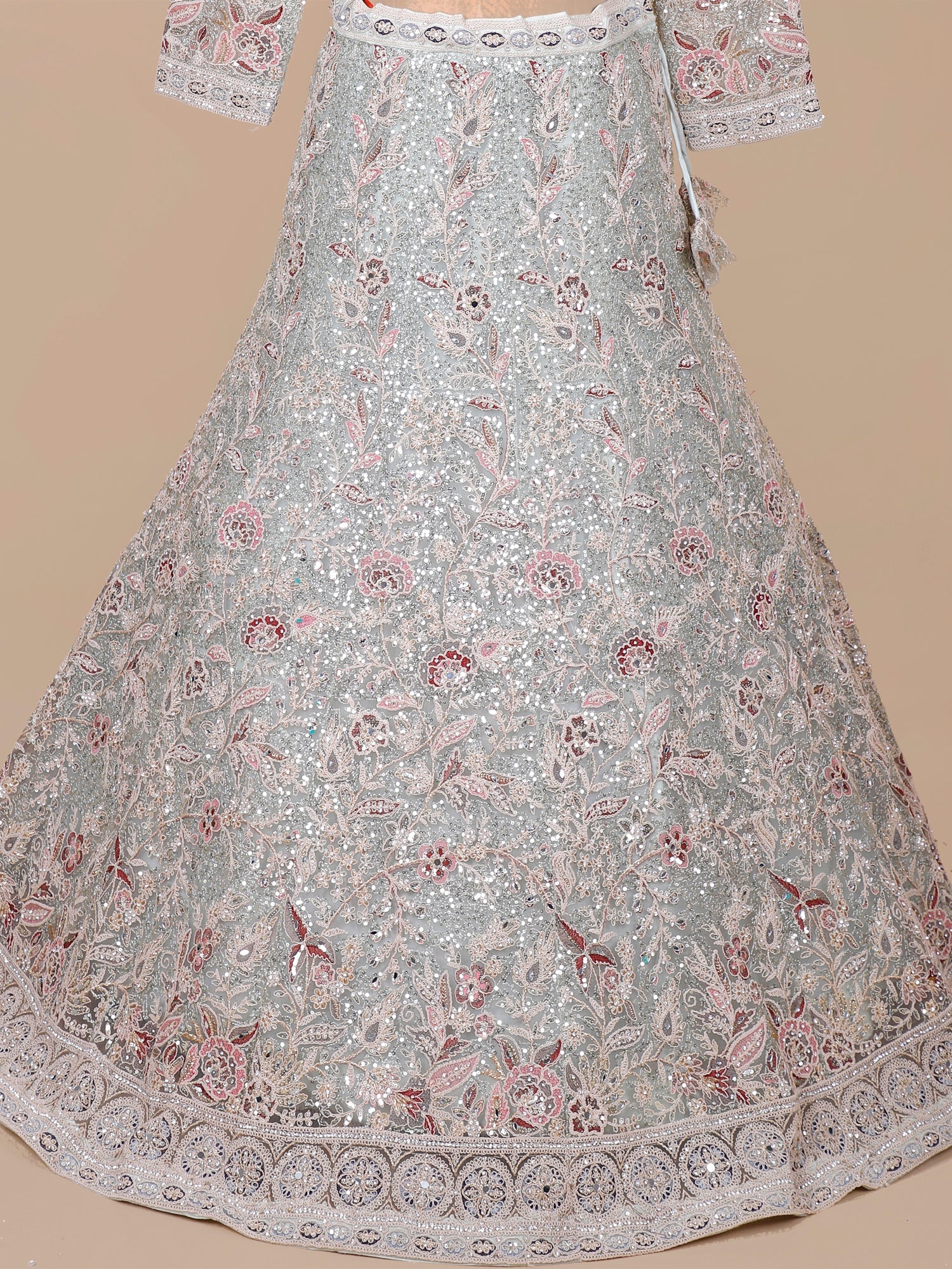 Imperial Silver Legacy Jarkan Crystal Bridal Couture Lehenga