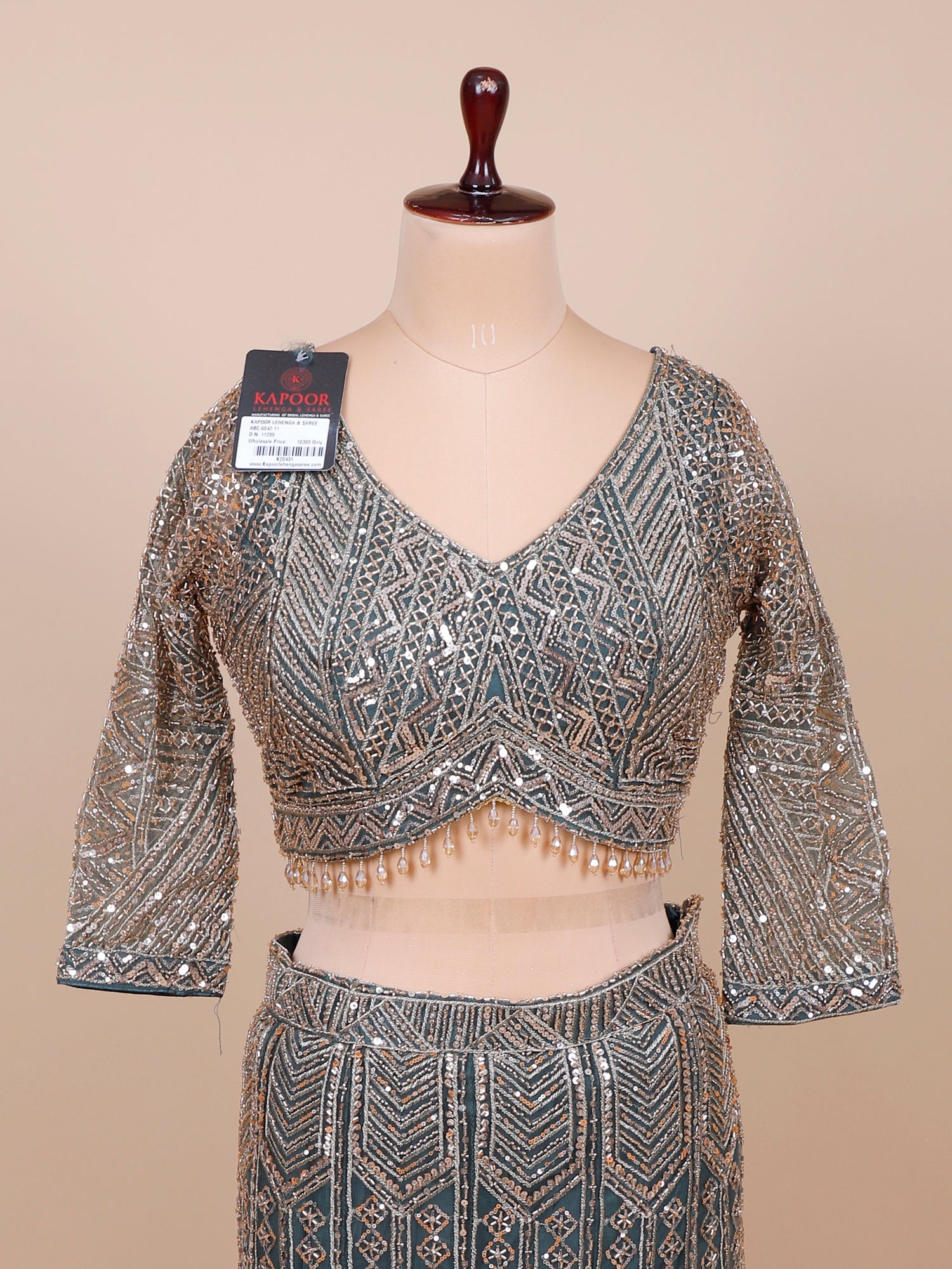 Peacock Jewel Thread Embroidery &amp; Jarkan Stone Couture