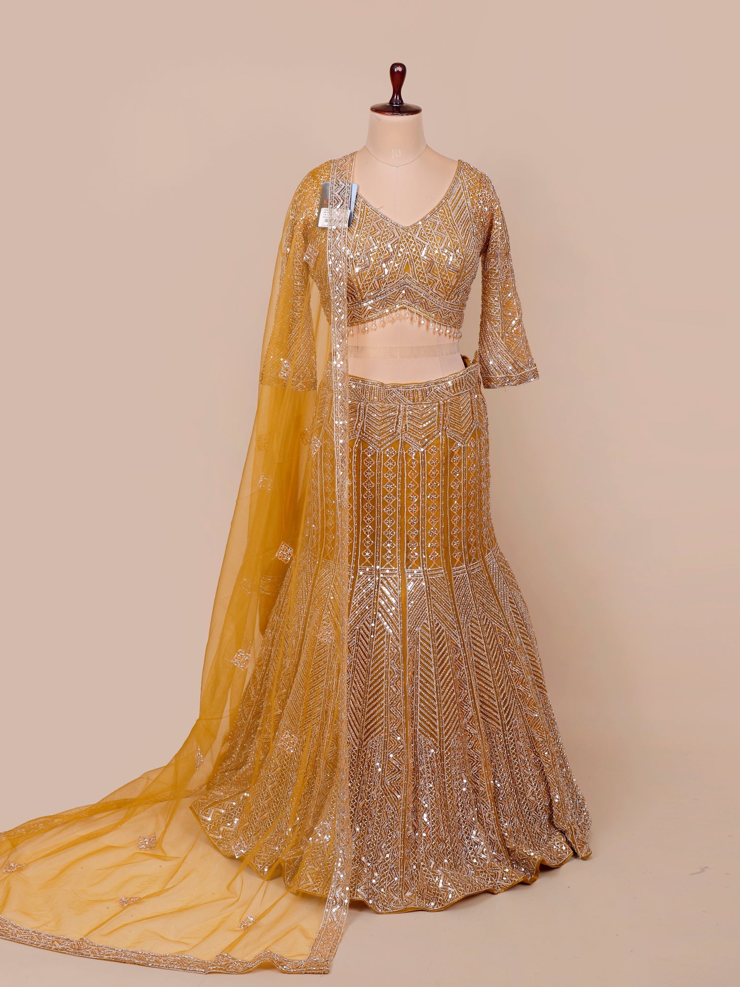 Mustard Gold Aura Royale Hand-Embellished Lehenga