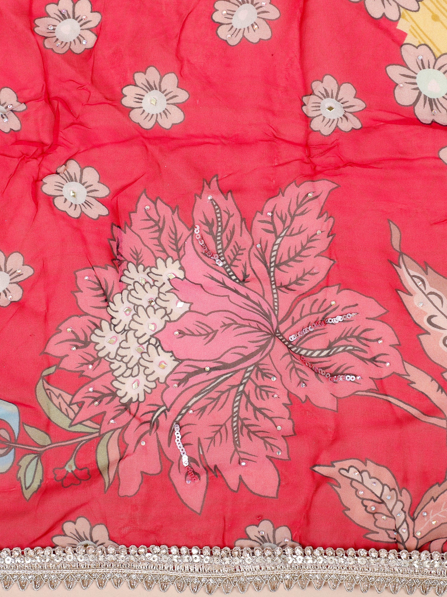 Ruby Charm Handcrafted Organza Designer Suit