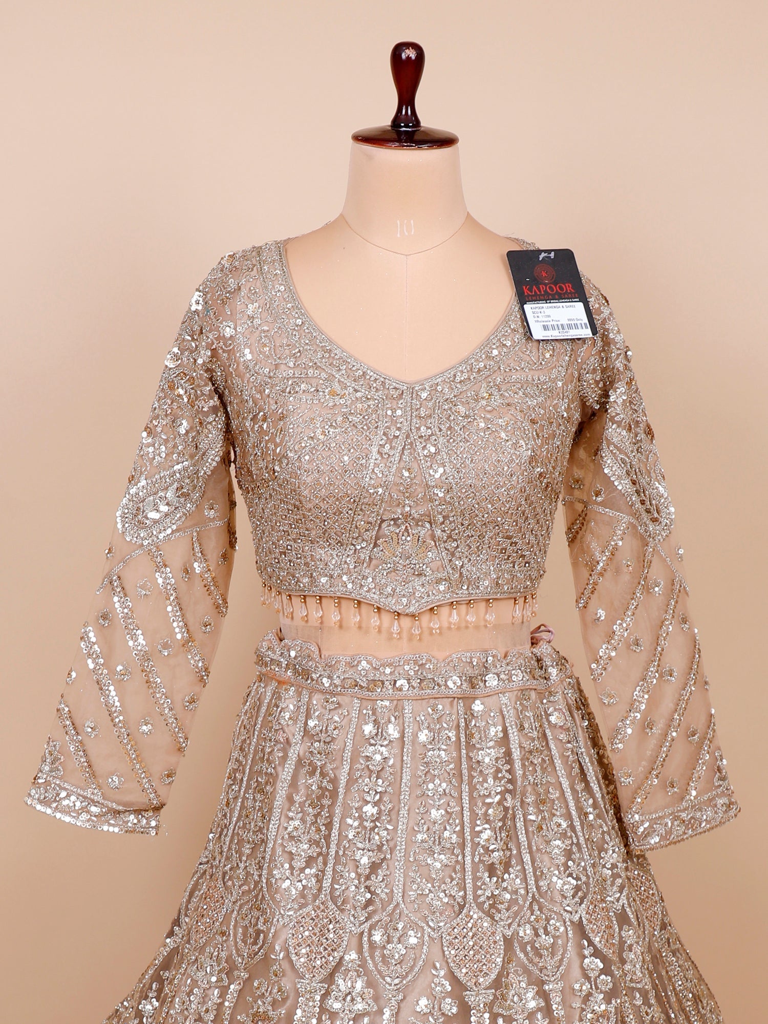 Beige Radiance Jarkan Diamond Hand-Embellished Lehenga
