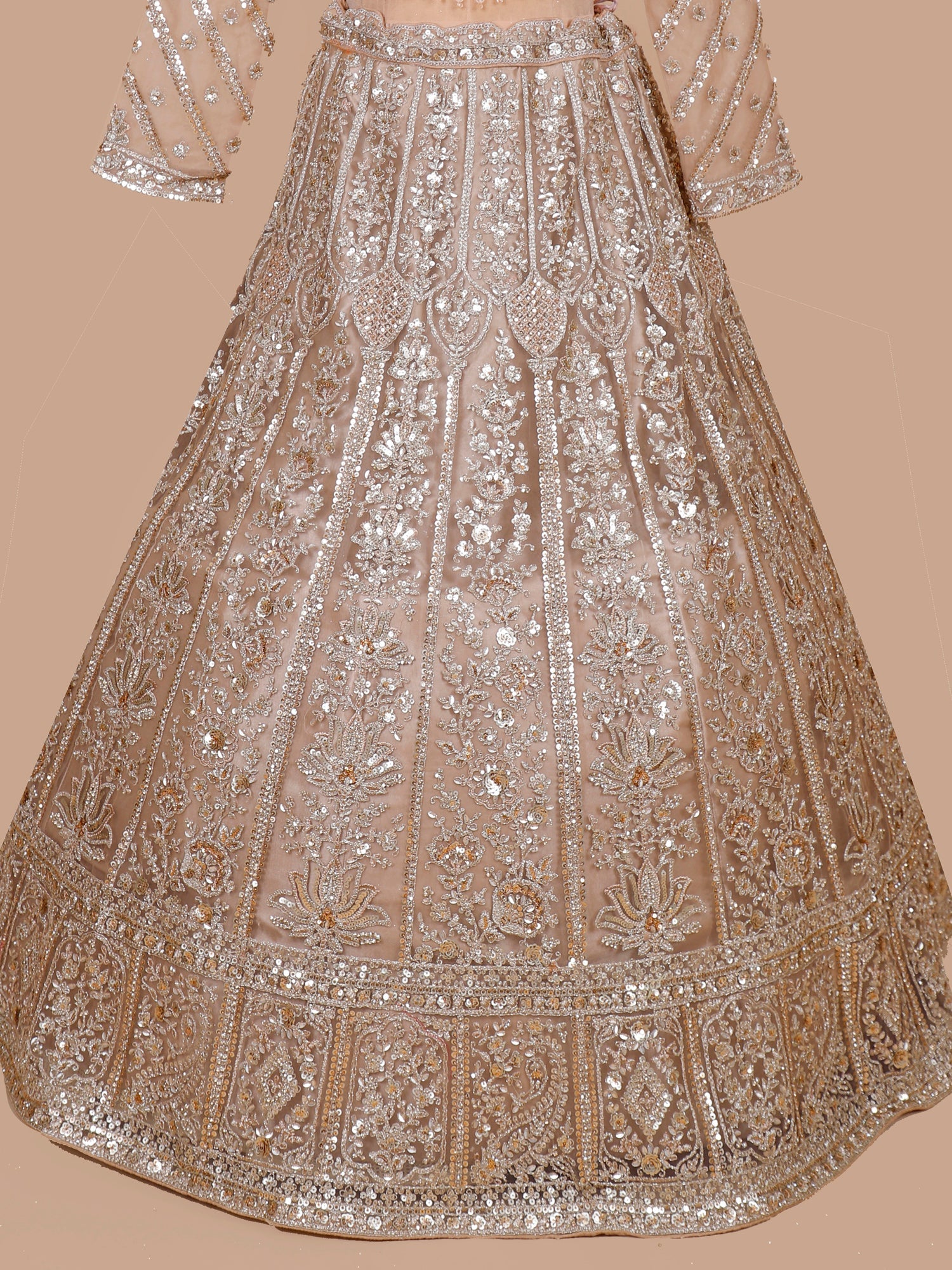 Beige Radiance Jarkan Diamond Hand-Embellished Lehenga