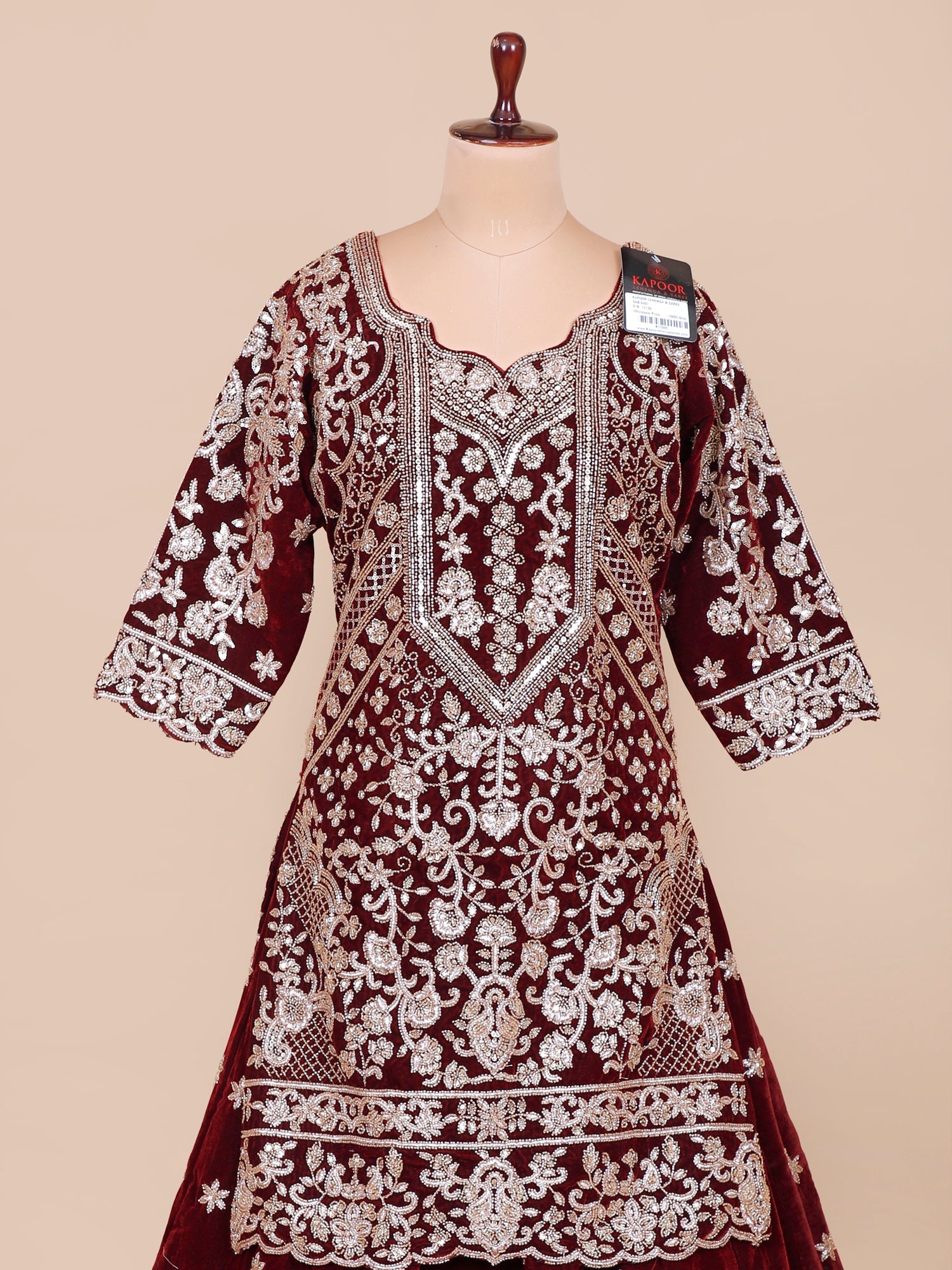 Velvet Maroon Eleganza Peplum Lehenga with Premium Diamond