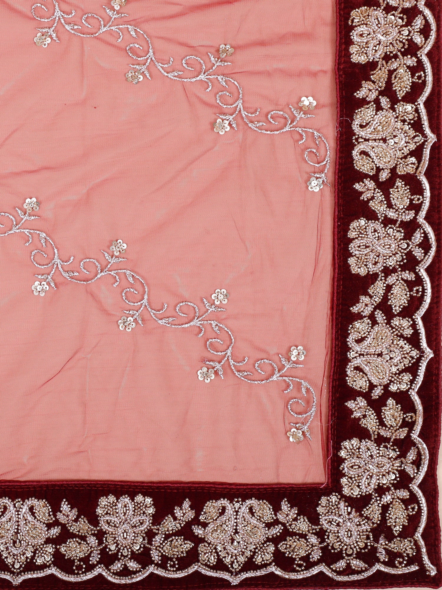 Velvet Maroon Eleganza Peplum Lehenga with Premium Diamond