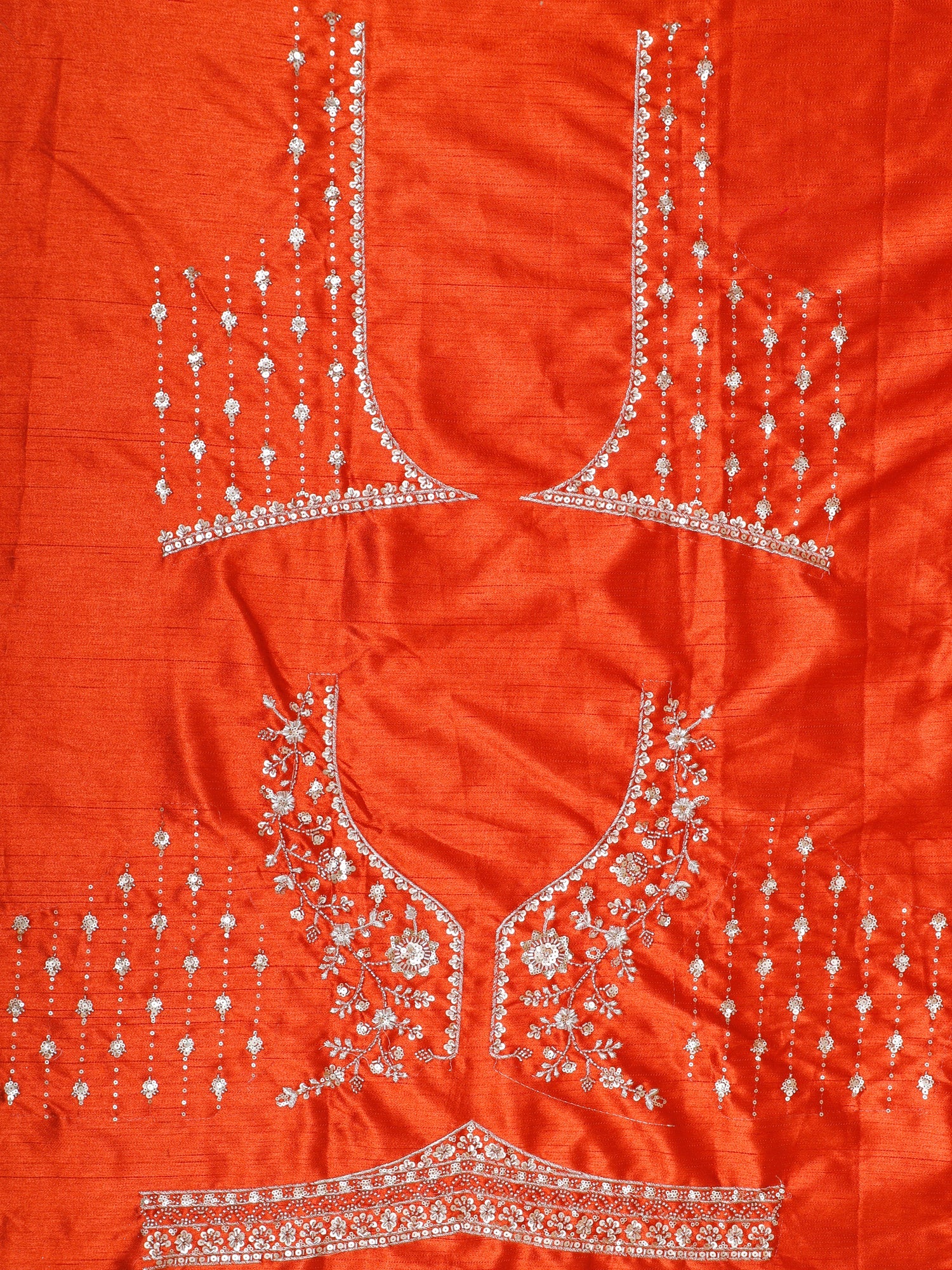 Rust Orange Silk Lehenga Adorned with Thread &amp; Jarkan