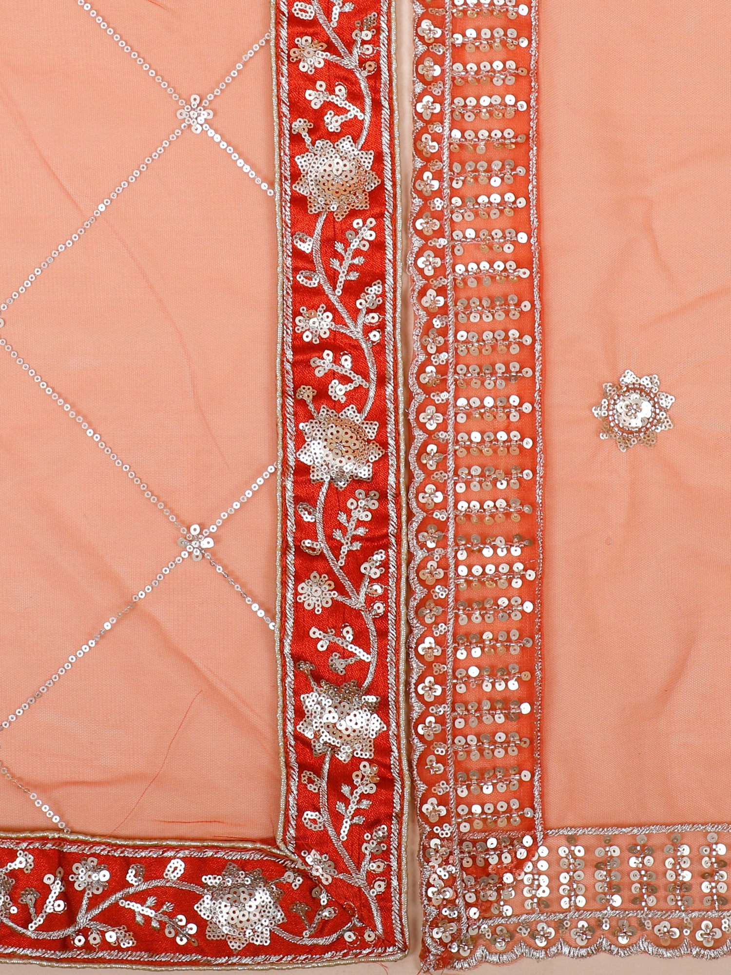Rust Orange Silk Lehenga Adorned with Thread &amp; Jarkan
