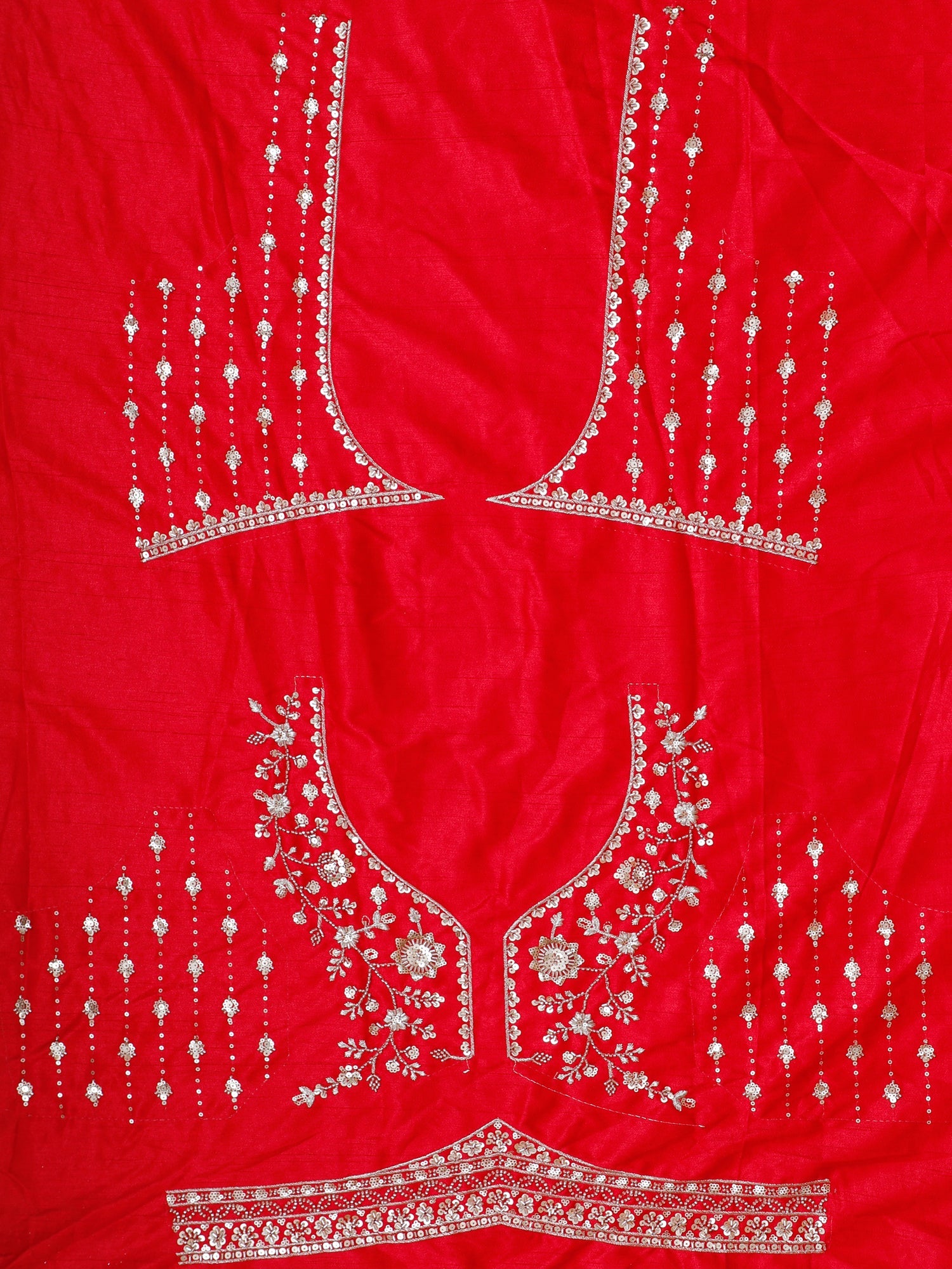 Red Heritage Crown Premium Embroidered Silk Lehenga