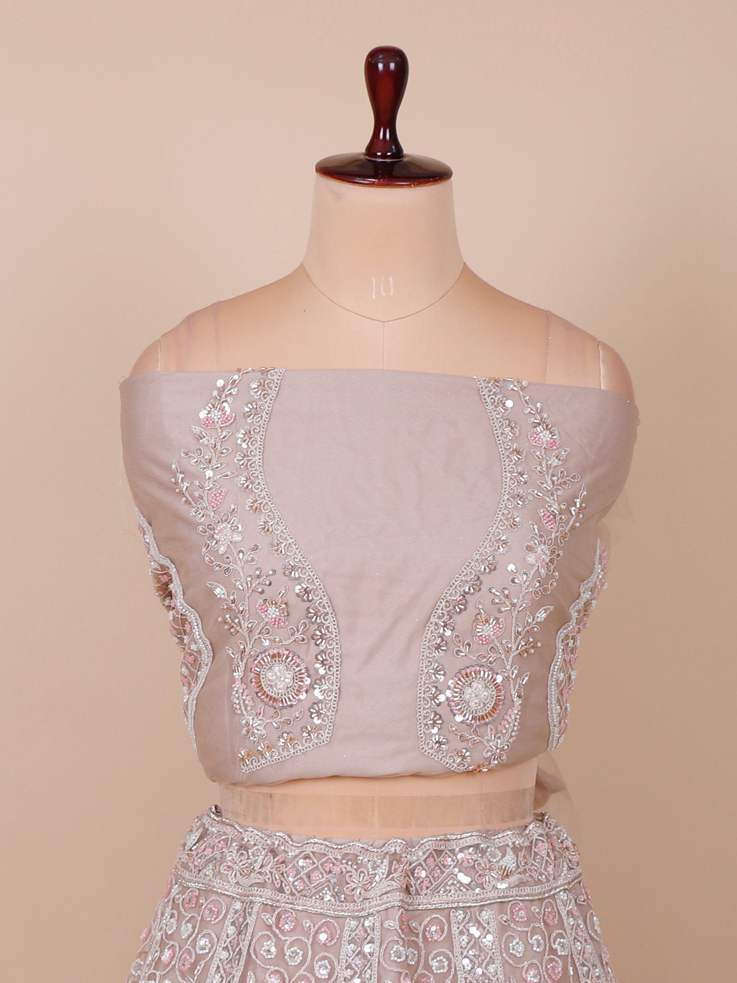 Orchid Celestial Charm Net Lehenga with Thread Embroidery