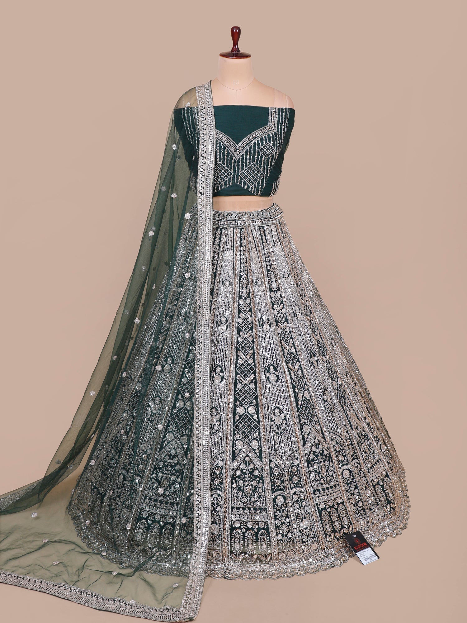 Peacock Jewel Lehenga with Sequence &amp; Jarkan Diamond