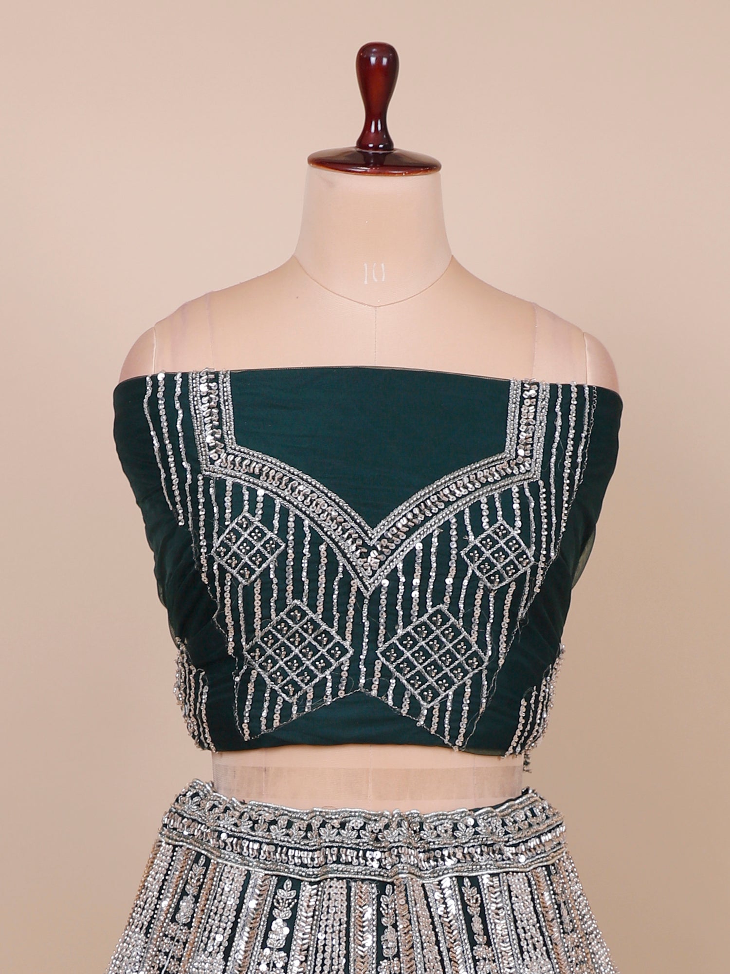 Peacock Jewel Lehenga with Sequence &amp; Jarkan Diamond