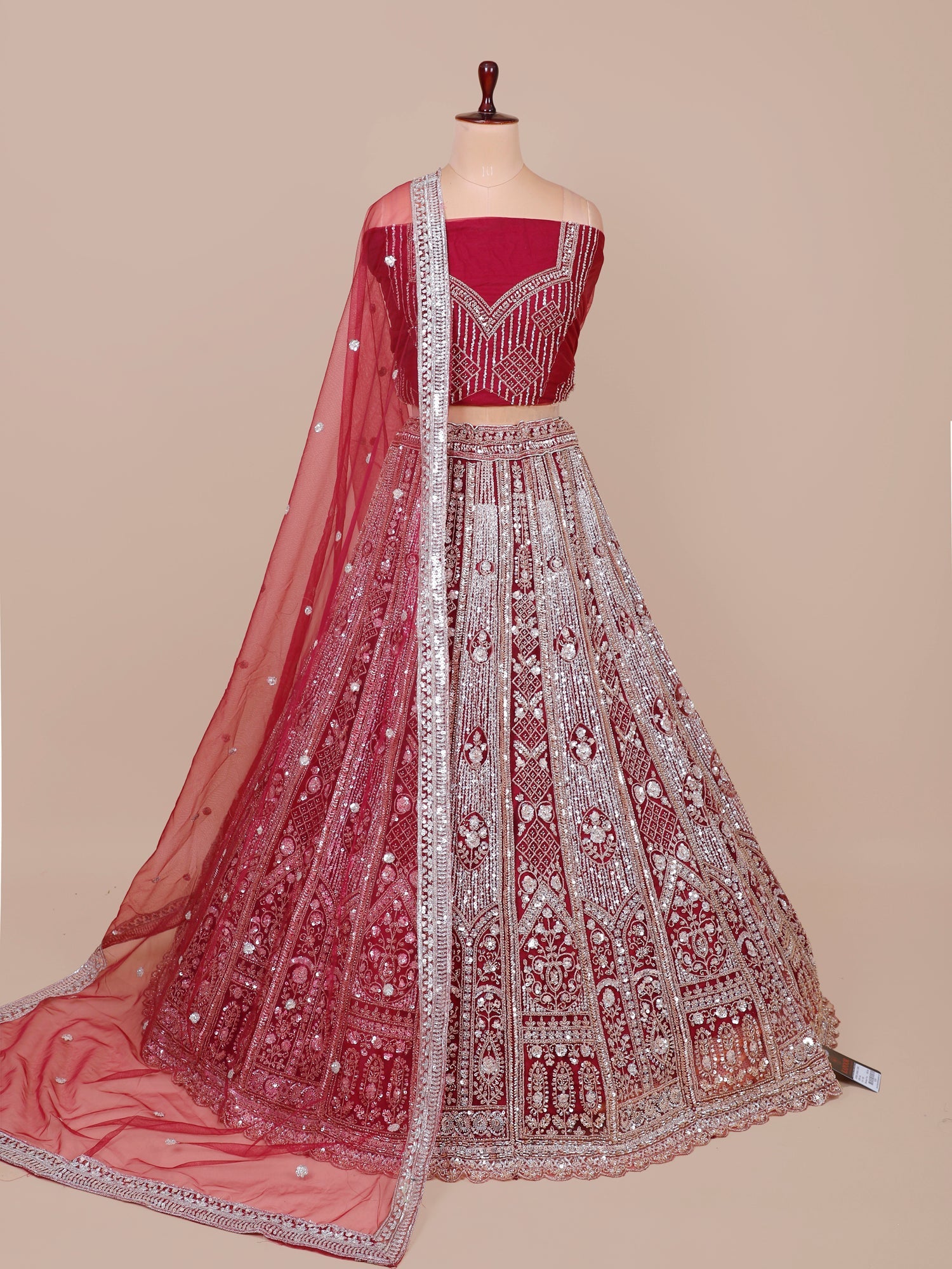 Pink Luxe Spectrum Net Lehenga with Sequence