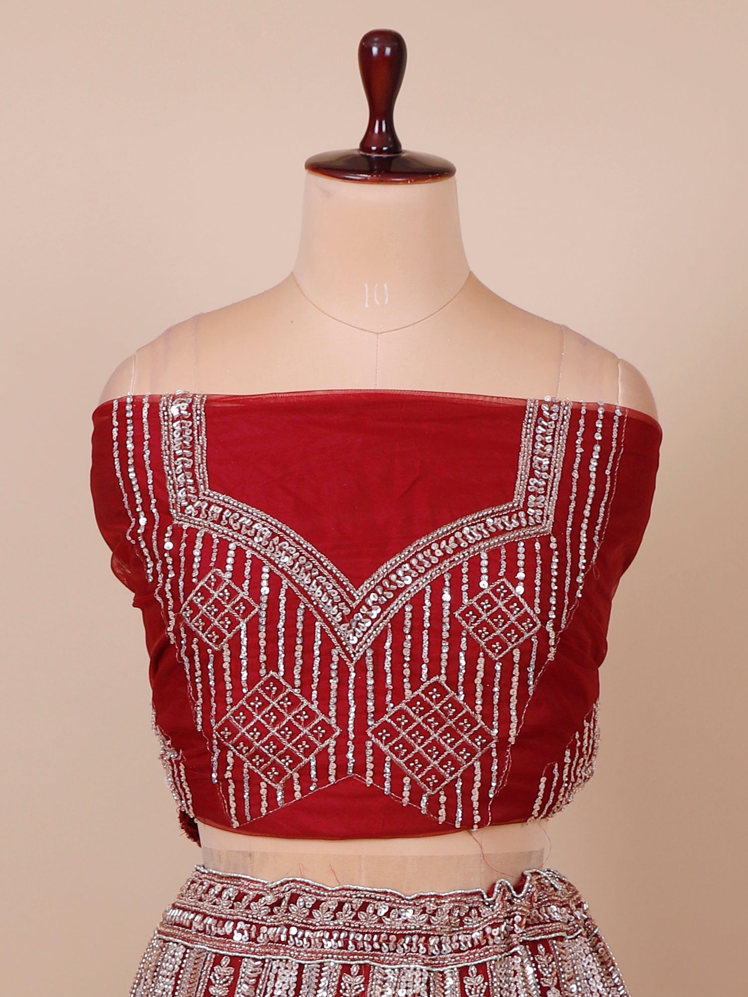 RED Celestial Sparkle Premium Hand-Embroidered Lehenga