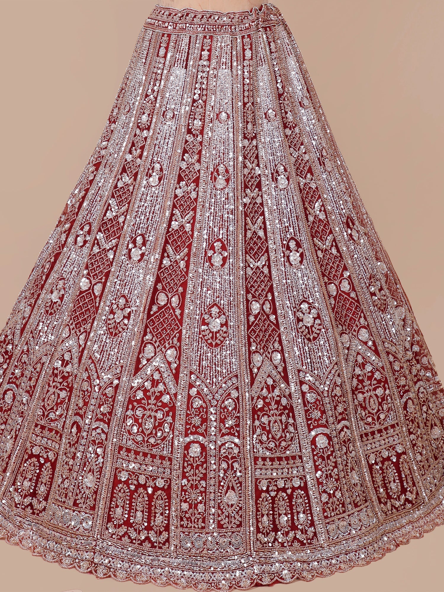 RED Celestial Sparkle Premium Hand-Embroidered Lehenga
