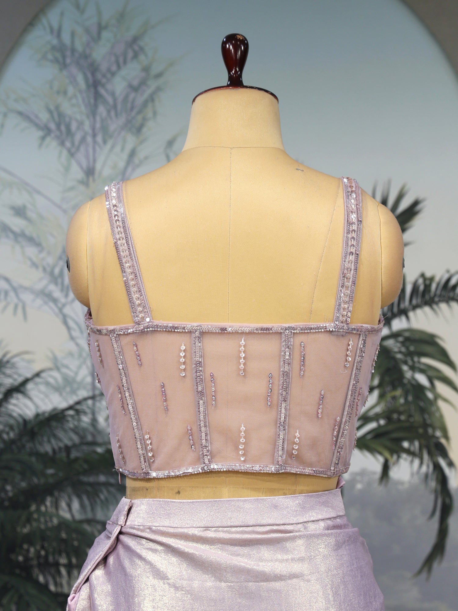 Lavender Smooth Imported Lycra Saree with Elite Beads Work