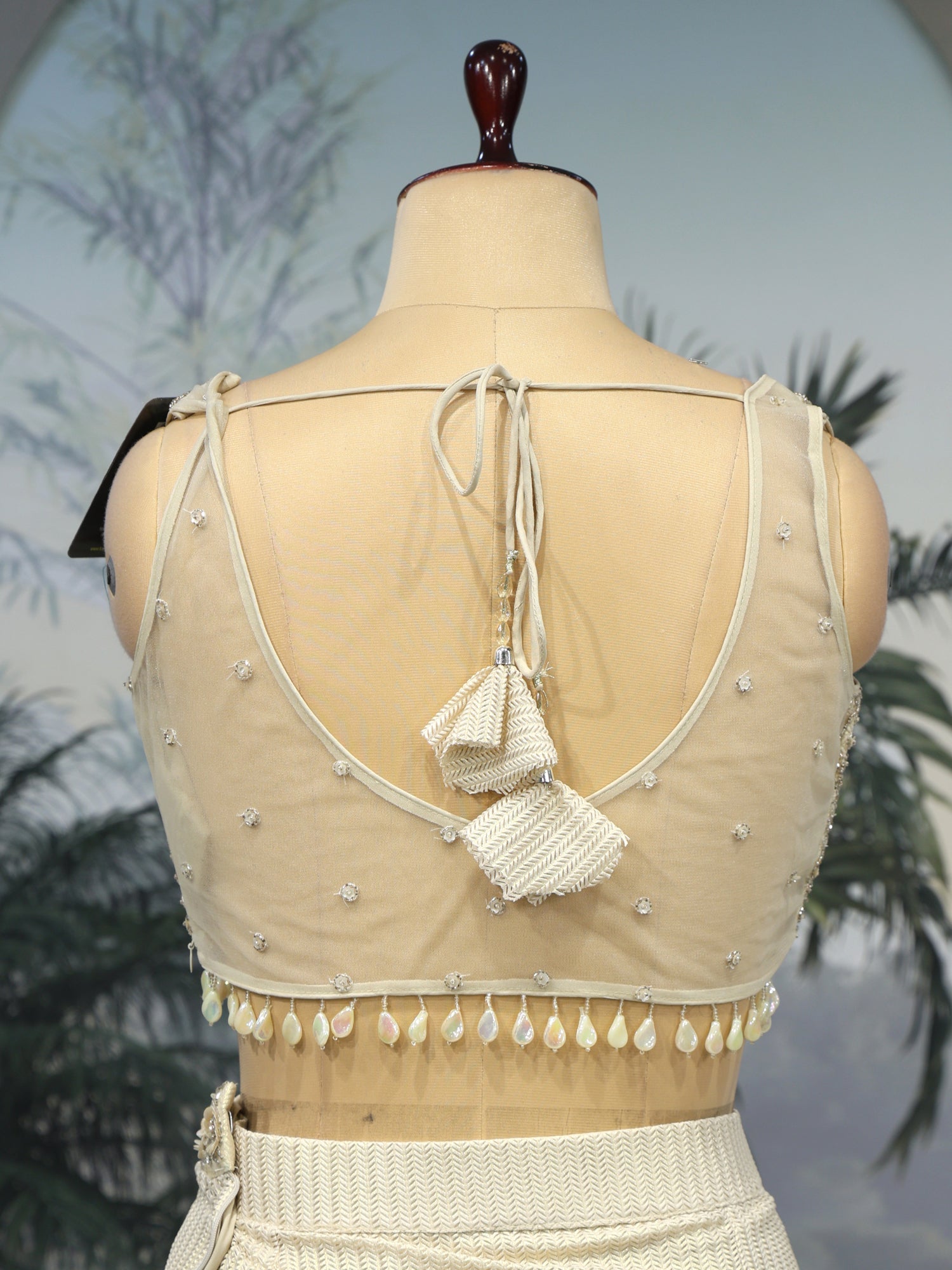 Butter Imported Saree with Premium Sequence Beads Work