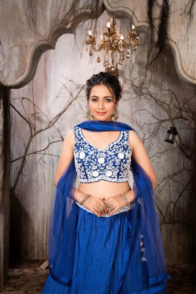 Royal Blue Handwork Lehenga Choli With Dupatta Perfect For Every Occasion & Celebration Lehenga