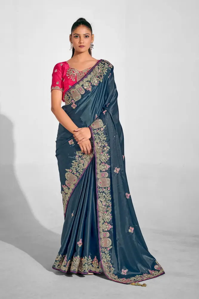 This Blue Net Saree Blends Tradition With Modern Fashion Saree