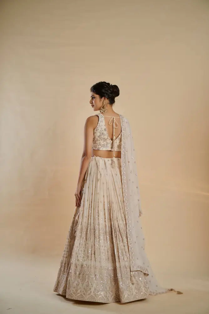 White Crepe Silk White Lehenga With Beautiful Handwork And Embroidery Lehenga