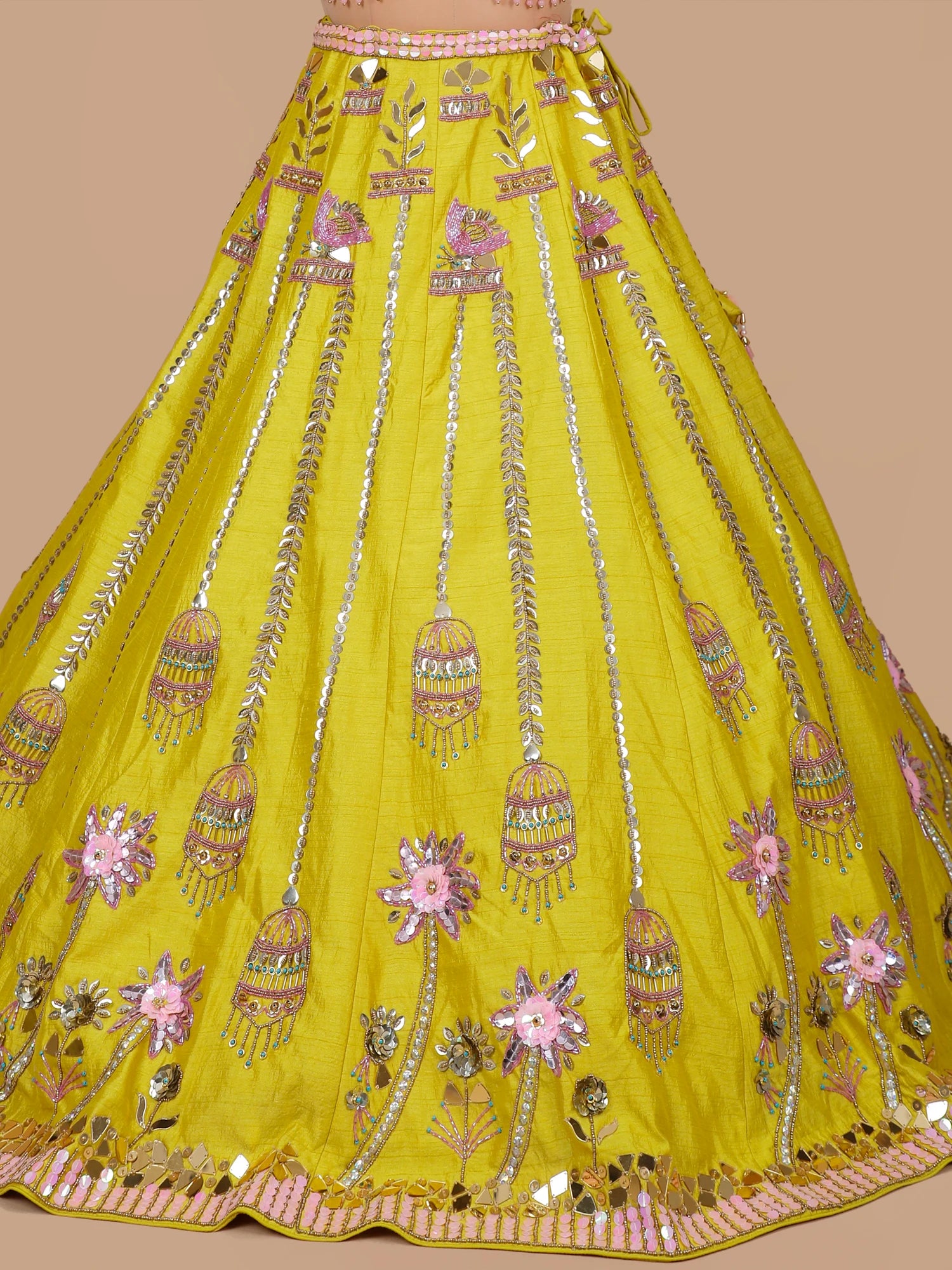 Yellow Raw Silk celebrity inspired Lehenga