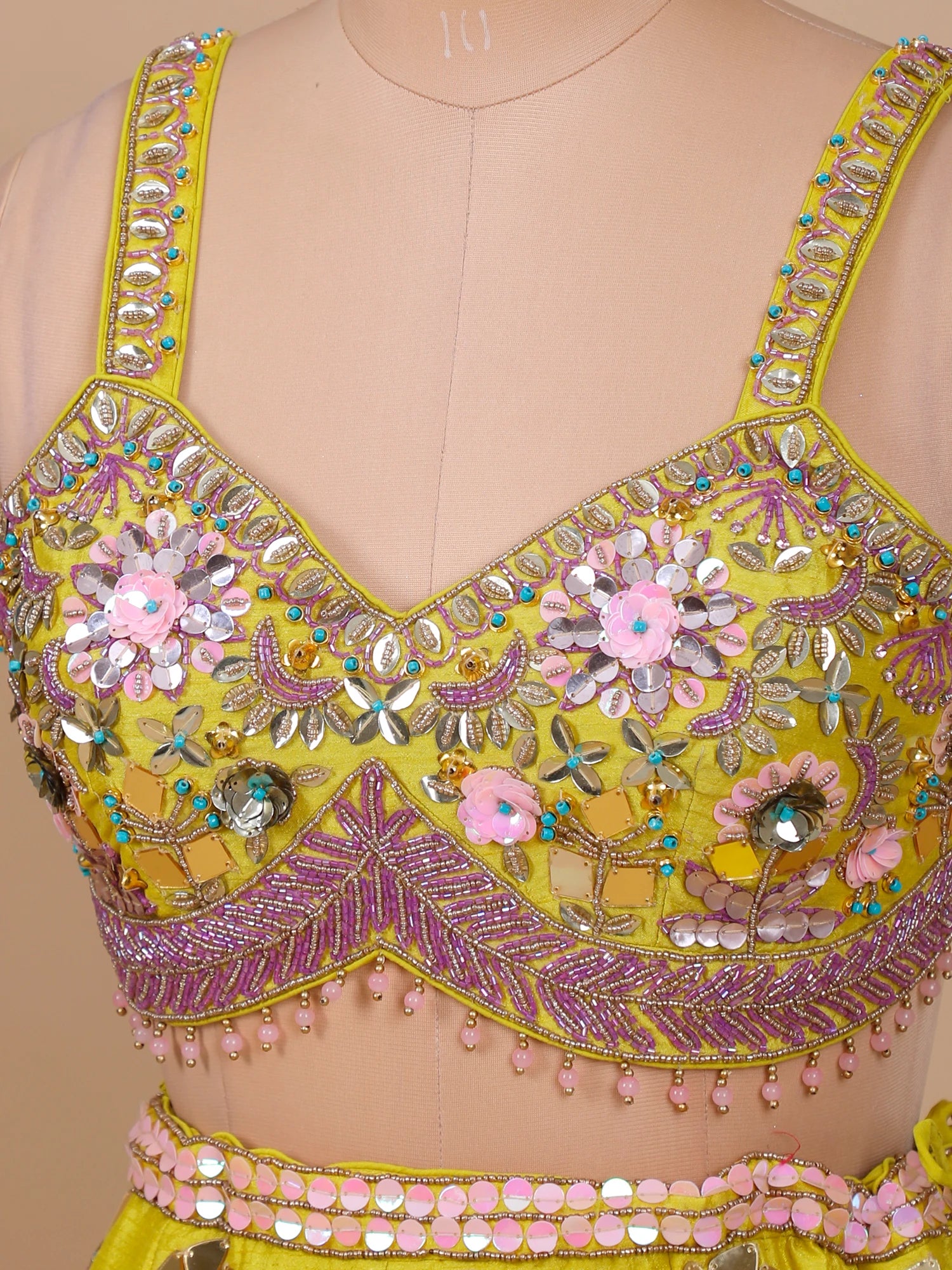 Yellow Raw Silk celebrity inspired Lehenga